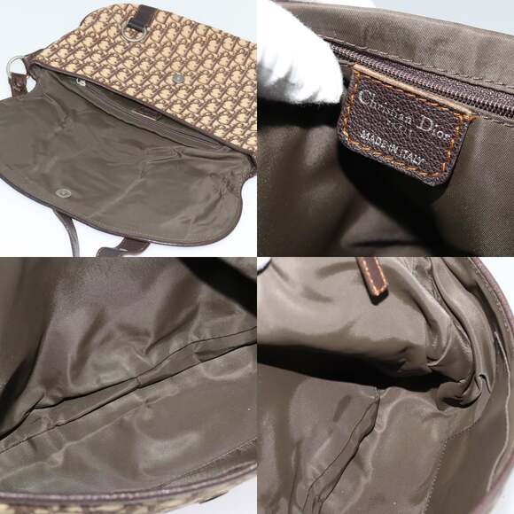 DIOR Trotter Canvas Shoulder Bag Brown Silver - Picture 11 of 12